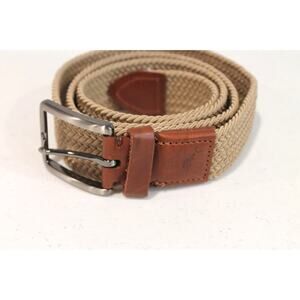 Tommy Bahamas Leather Trim Braided Belt Mens size L/XL Beige Brown 46in Long